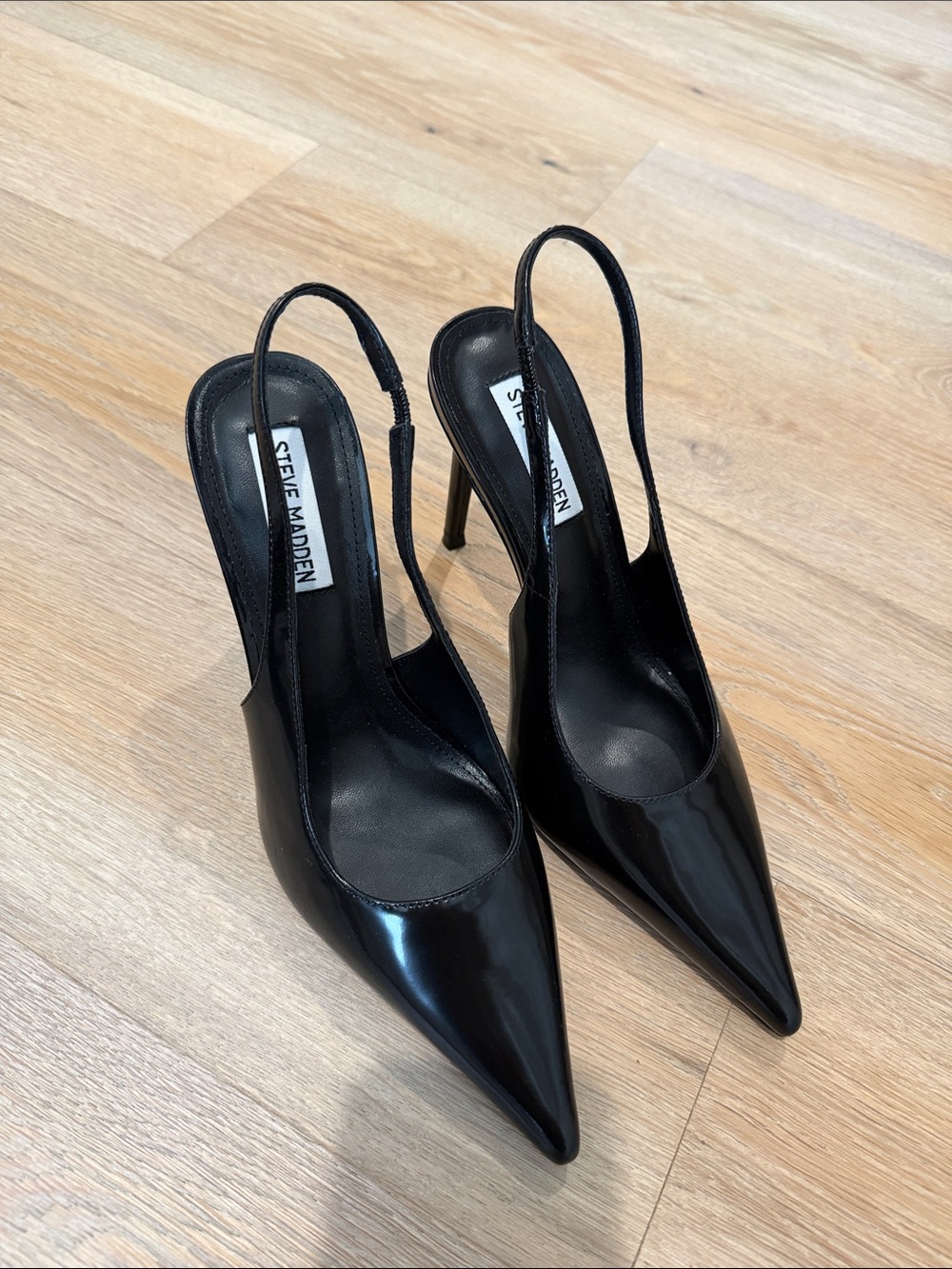 Steve Madden REYES Black Patent Pointed Slingback Heels 8